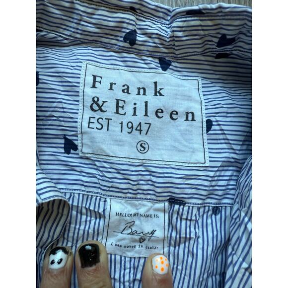 Frank and Eileen Modal Heart Print Stripes Shirt, Button Up, Women's size small - Picture 5 of 8